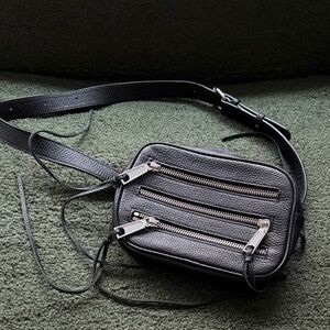 Rebecca Minkoff Chic Black Leather Crossbody Bag with Zippers